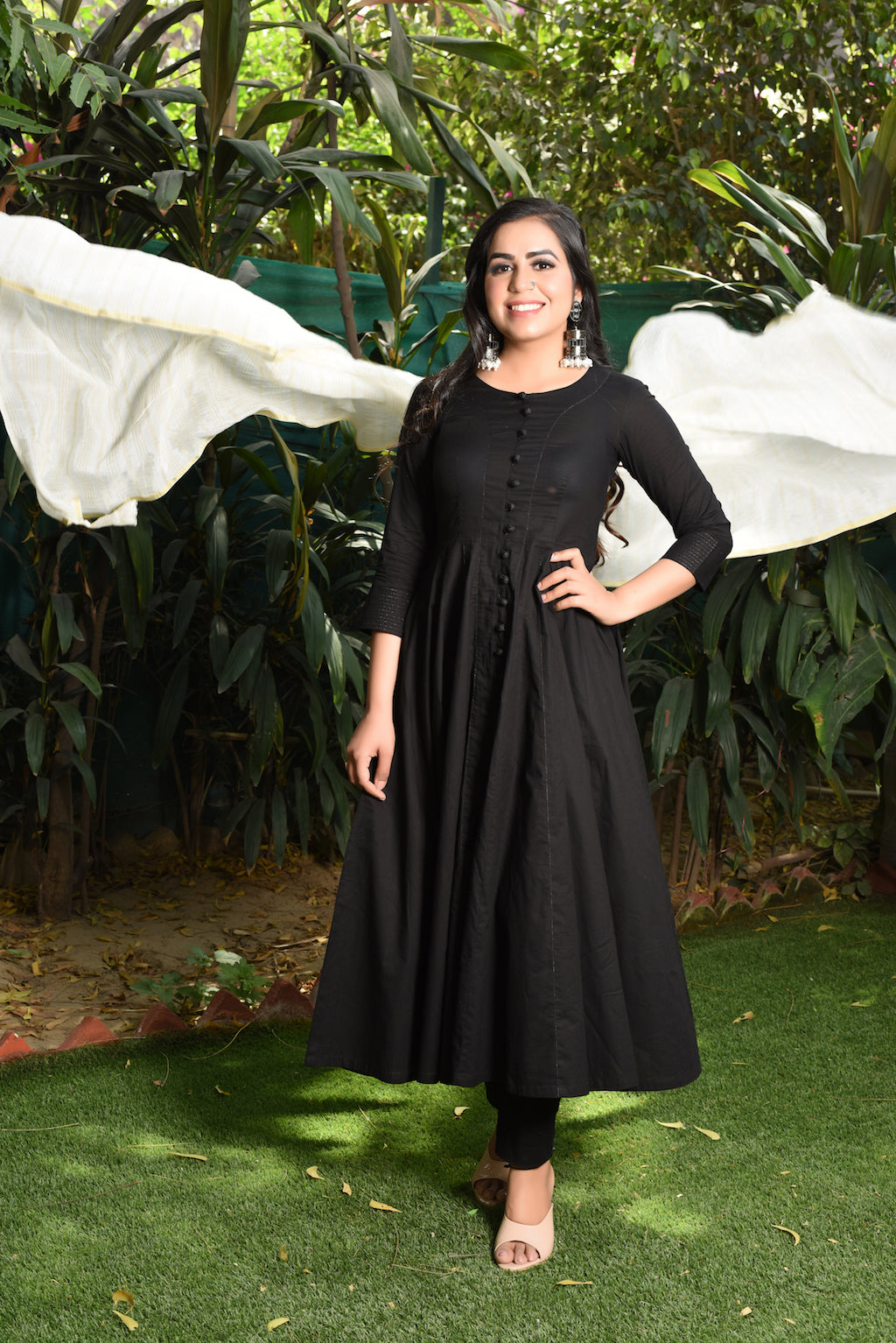 Beautiful Black Anarkali Kurti with Orange jacket at Rs.350/Piece in  chennai offer by Envy Me